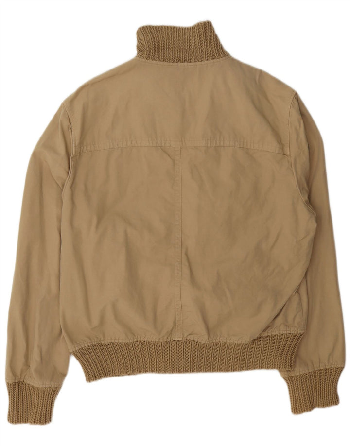 Zara Mens Bomber Jacket UK 42 XL Beige Cotton