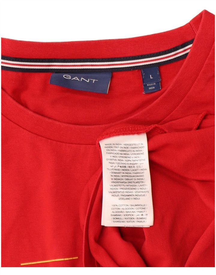 Gant Mens Graphic T-Shirt Top Large Red Cotton