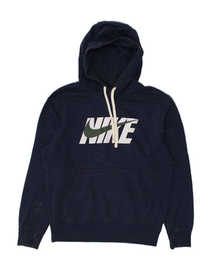 NIKE Mens Graphic Hoodie Jumper Small Navy Blue Cotton | Vintage Nike | Thrift | Second-Hand Nike | Used Clothing | Messina Hembry 