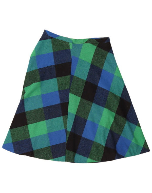 Vintage Womens A-Line Skirt W32 Large Green Gingham