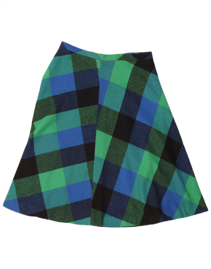 Vintage Womens A-Line Skirt W32 Large Green Gingham