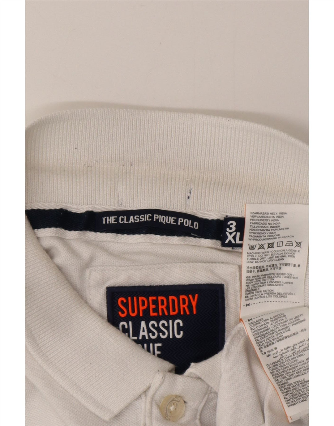 SUPERDRY Mens Classic Fit Polo Shirt 3XL White Cotton