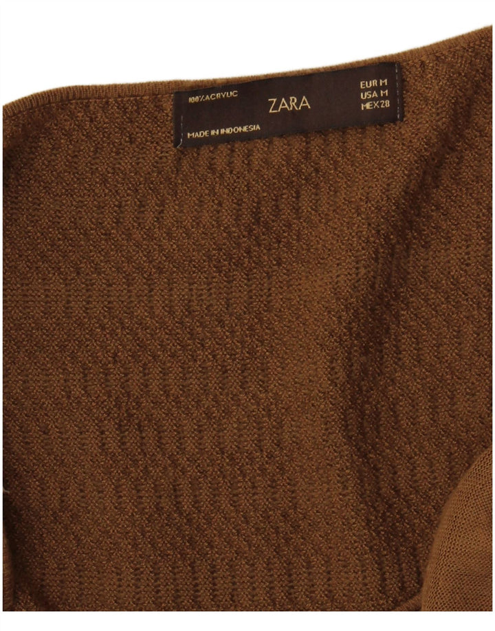 Zara Womens Off Shoulder Top UK 12 Medium Brown