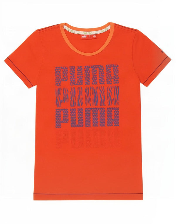 Puma Womens Graphic T-Shirt Top UK 10 Small Orange