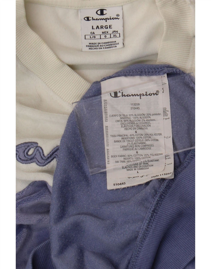 CHAMPION Womens Graphic Sweatshirt Jumper UK 16 Large White Colourblock