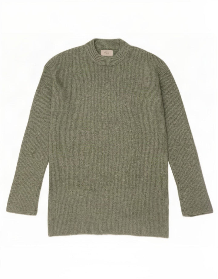 Zara Boys Crew Neck Jumper Sweater 11-12 Years Green Polyester