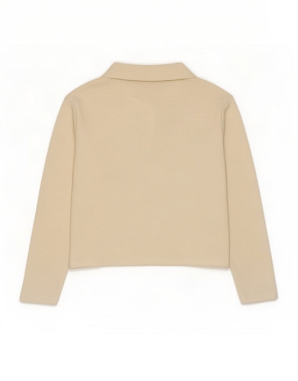 Zara Womens Crop Polo Neck Jumper Sweater UK 12 Medium Beige