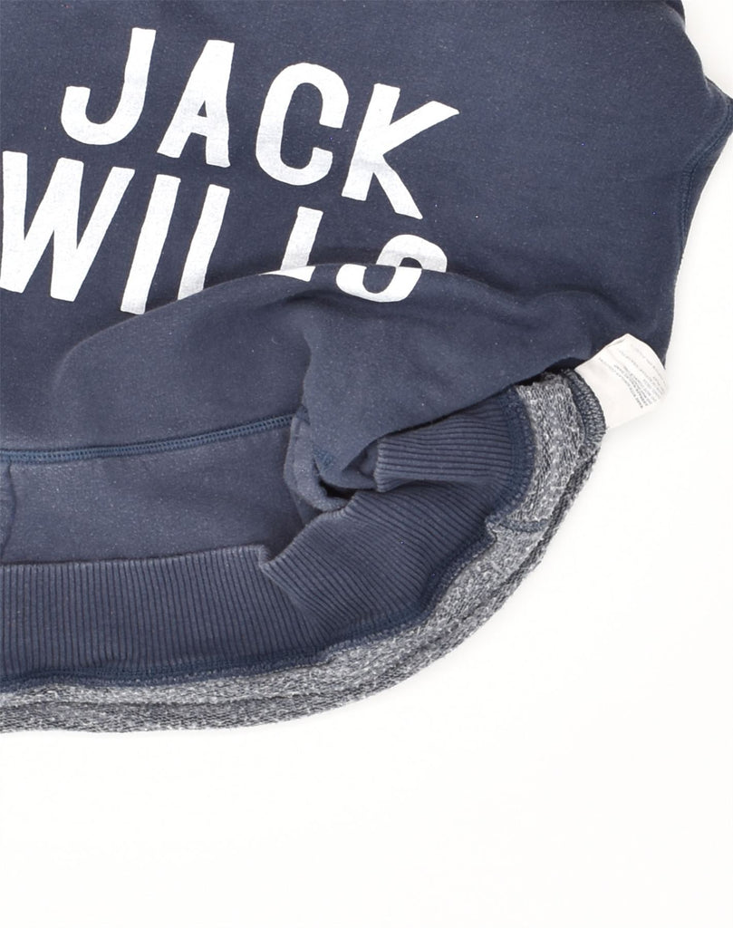 JACK WILLS Womens England Graphic Hoodie Jumper UK 14 Large  Navy Blue | Vintage Jack Wills | Thrift | Second-Hand Jack Wills | Used Clothing | Messina Hembry 