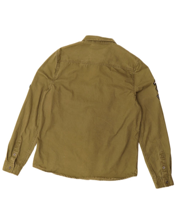 Superdry Womens Graphic Shirt UK 14 Medium Khaki Cotton