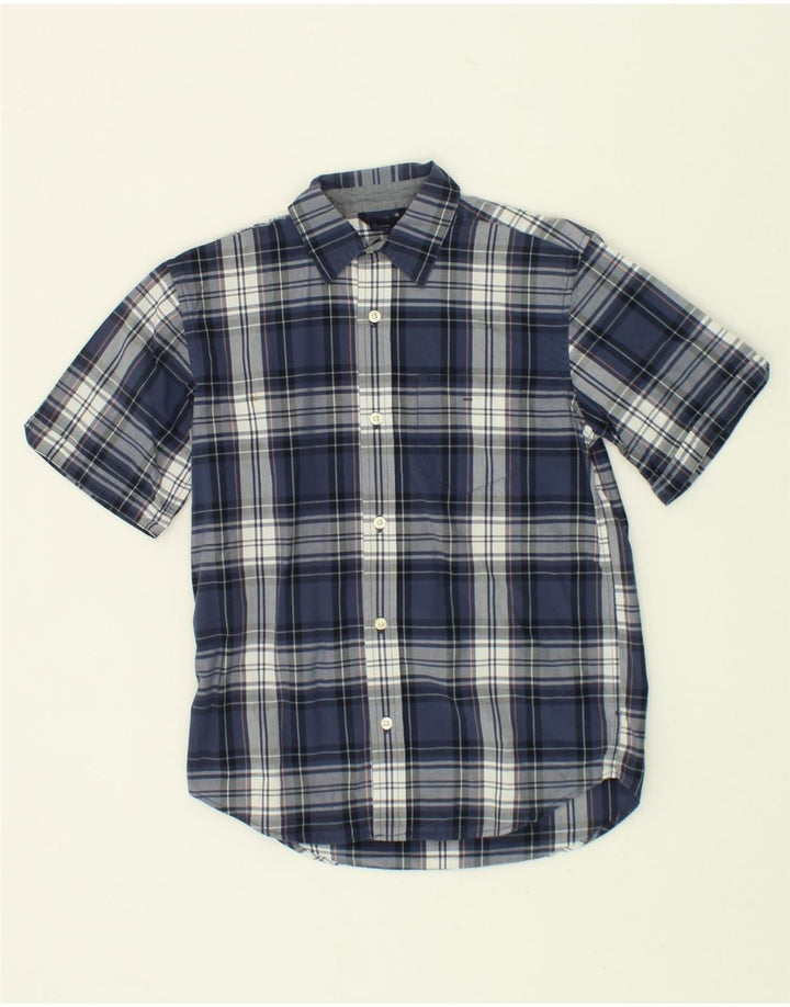 GAP Boys Short Sleeve Shirt 10-11 Years Navy Blue Check Cotton Vintage Gap and Second-Hand Gap from Messina Hembry 