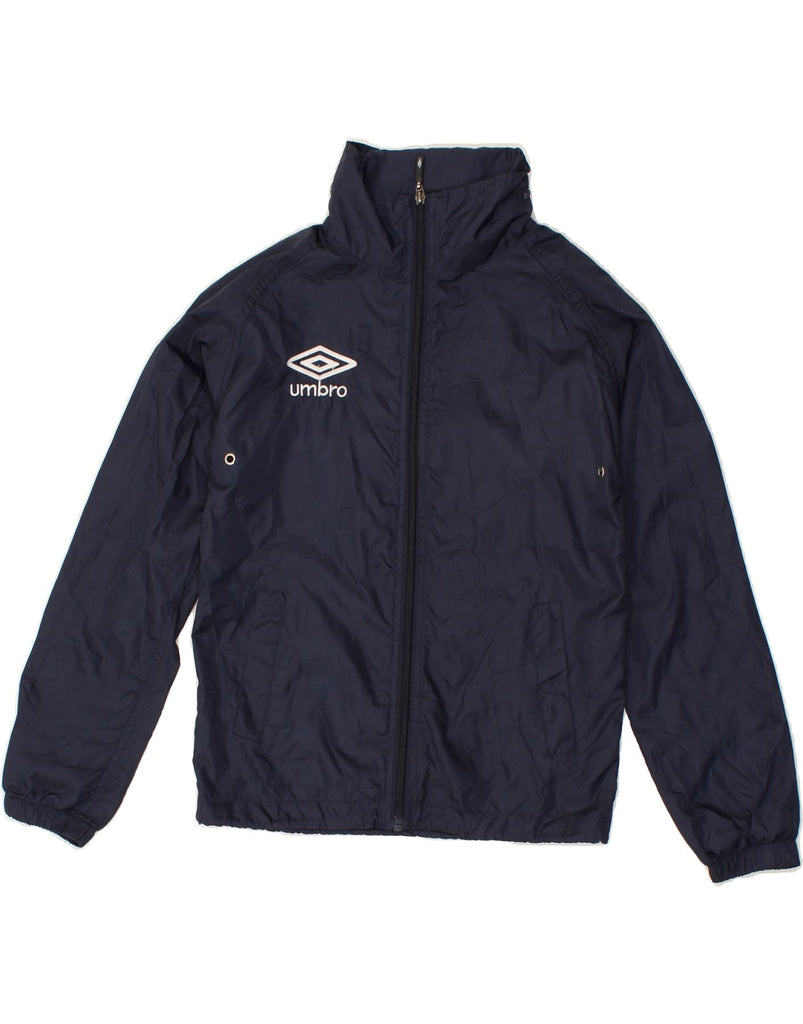 UMBRO Boys Hooded Rain Jacket 11-12 Years 3XS Navy Blue Polyester | Vintage Umbro | Thrift | Second-Hand Umbro | Used Clothing | Messina Hembry 