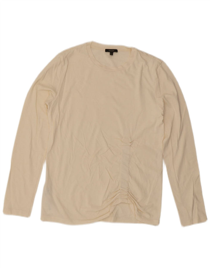 Massimo Dutti Womens Top Long Sleeve UK 6 XS White Cotton
