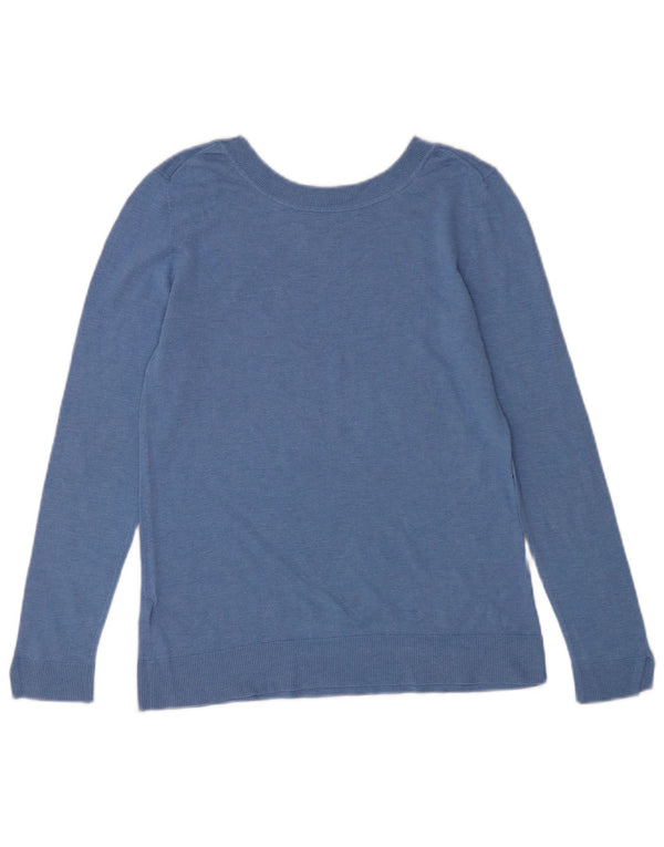 Massimo Dutti Womens Boat Neck Jumper Sweater UK 12 Medium Blue Silk