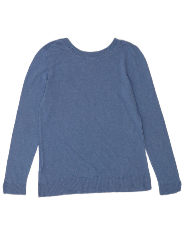 Massimo Dutti Womens Boat Neck Jumper Sweater UK 12 Medium Blue Silk