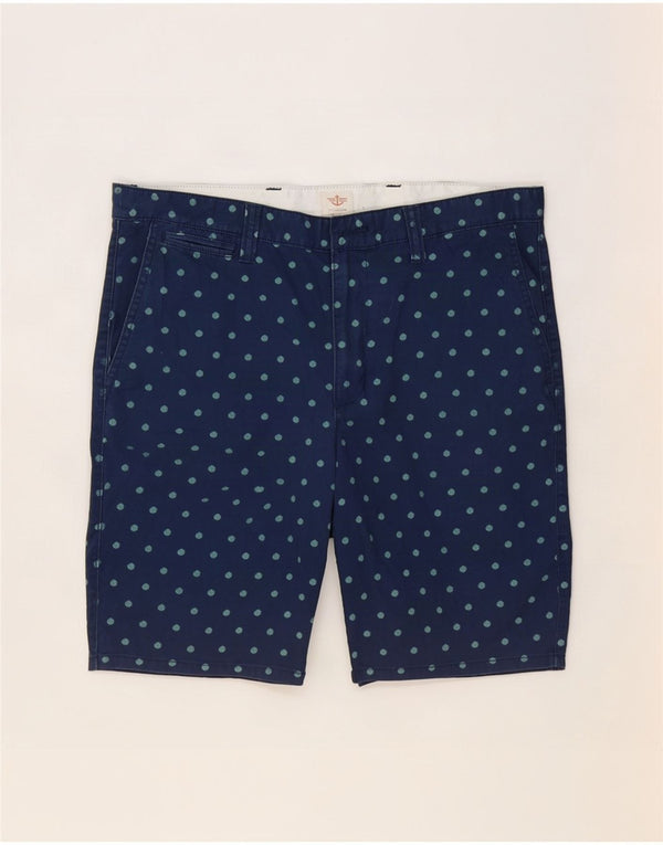 Dockers Mens Chino Shorts Large W34 Navy Blue Spotted Cotton