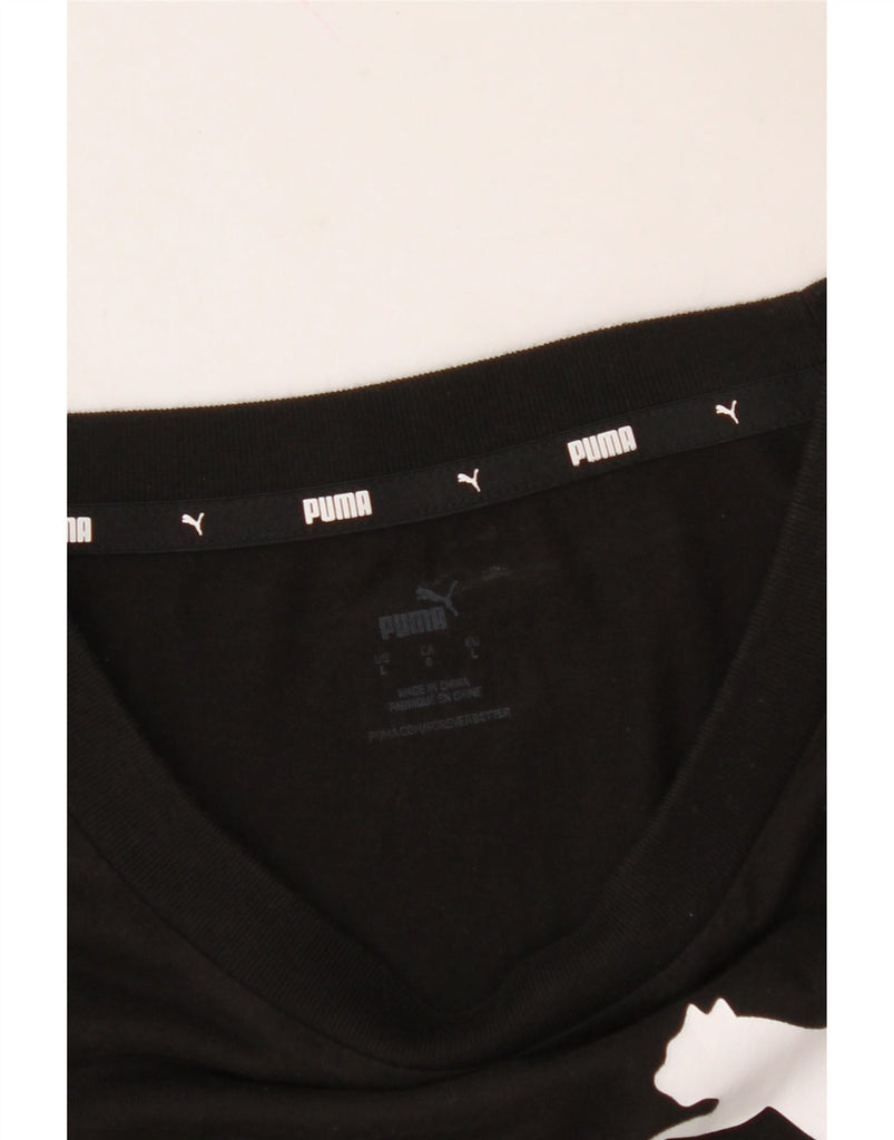 PUMA Womens Crop Oversized Graphic T-Shirt Top UK 16 Large Black Cotton Vintage Puma and Second-Hand Puma from Messina Hembry 