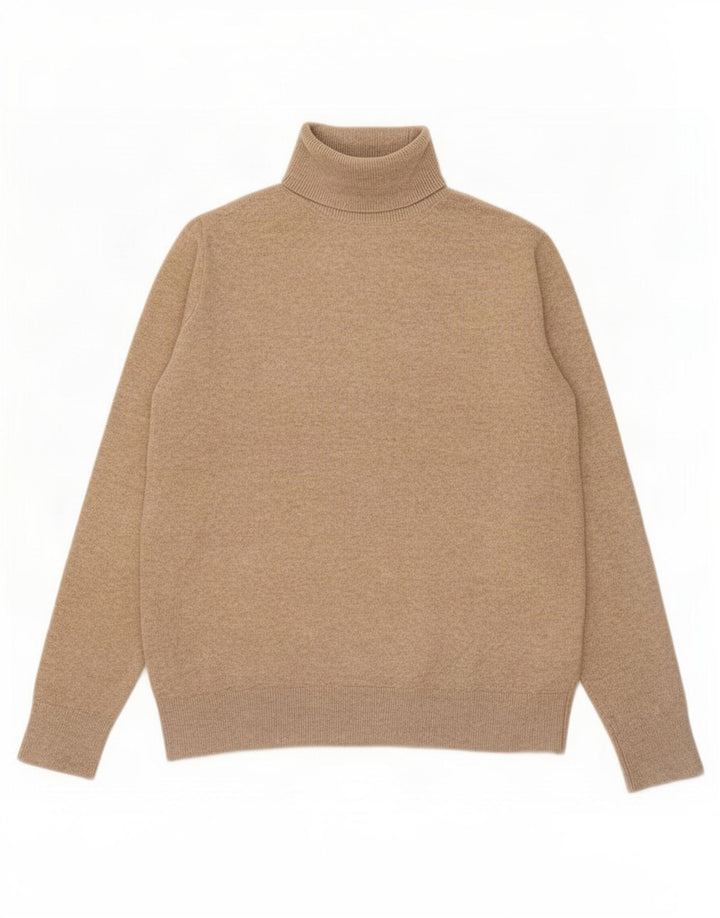 Marks & Spencer Womens Roll Neck Jumper Sweater UK 10 Small Beige Polyester