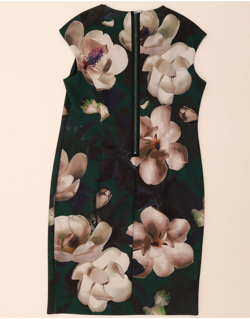 PHASE EIGHT Womens Sleeveless Sheath Dress UK 18 XL Green Floral Polyester Vintage Phase Eight and Second-Hand Phase Eight from Messina Hembry 