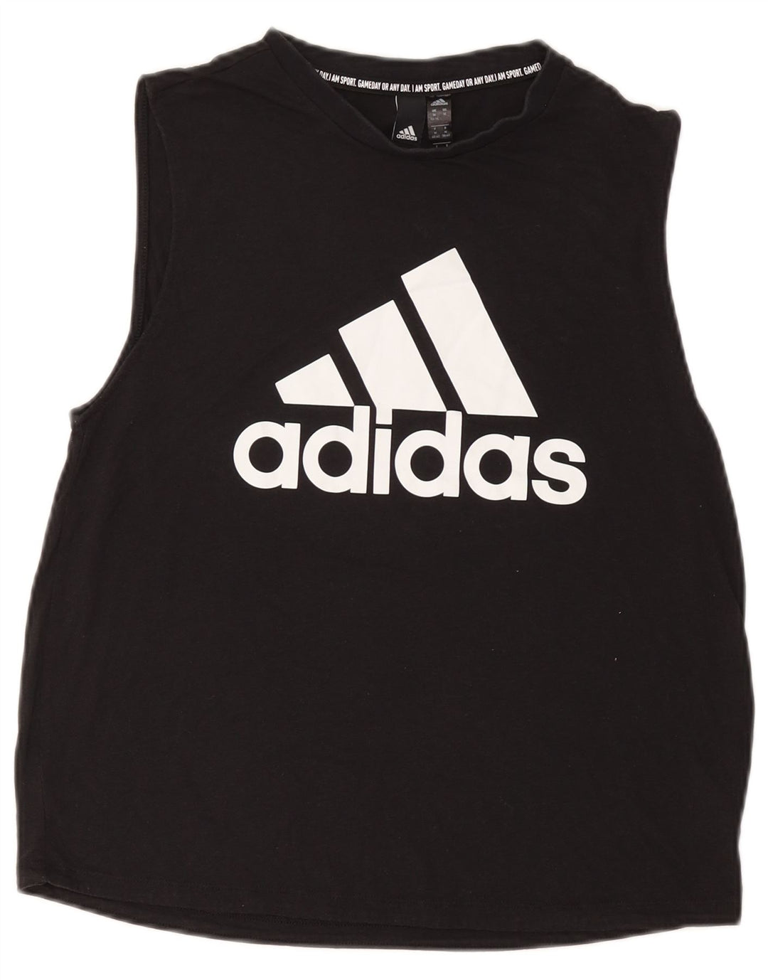 ADIDAS Womens Graphic Vest Top UK 12/14 Medium Black Polyester