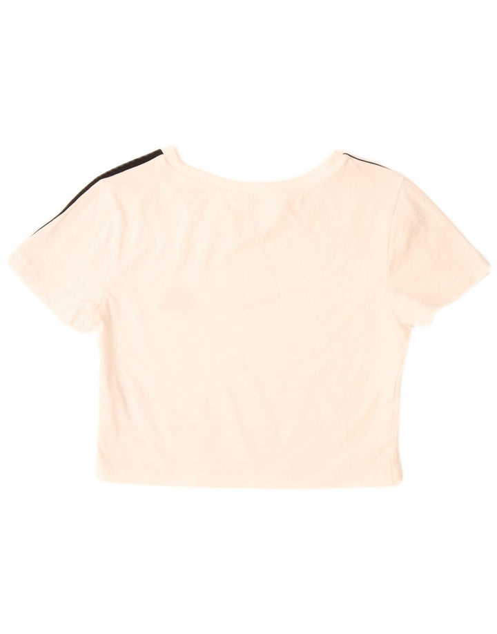 Adidas Womens Crop T-Shirt Top UK 12/14 Medium White Cotton