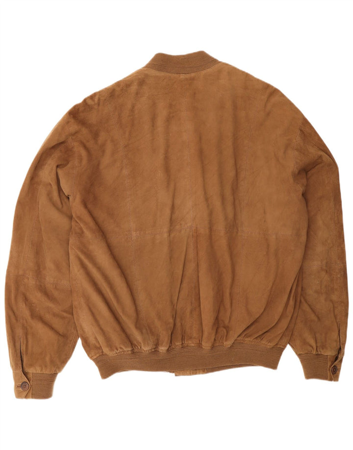 Vintage Mens Suede Jacket IT 52 XL Brown Leather
