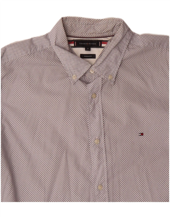 TOMMY HILFIGER Mens Regular Fit Shirt XL White Spotted Cotton