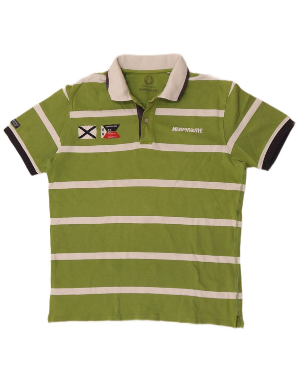 Murphy & Nye Mens Rugby Polo Shirt Large Green Striped