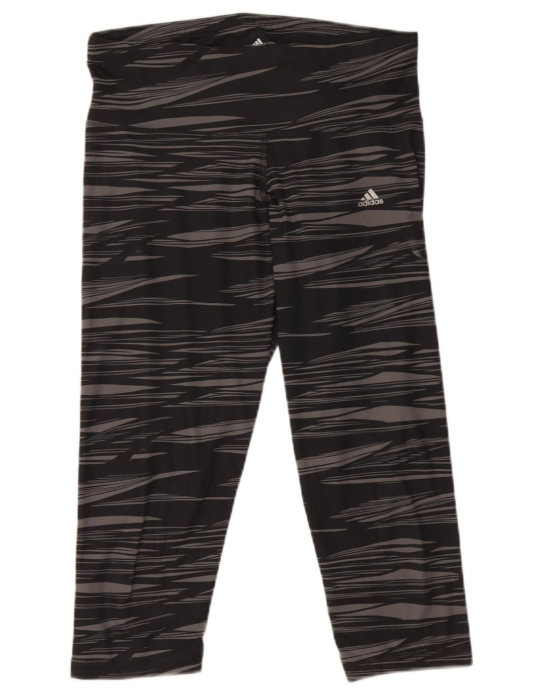 Adidas Womens Climalite Capri Leggings UK 12/14 Medium Black Striped