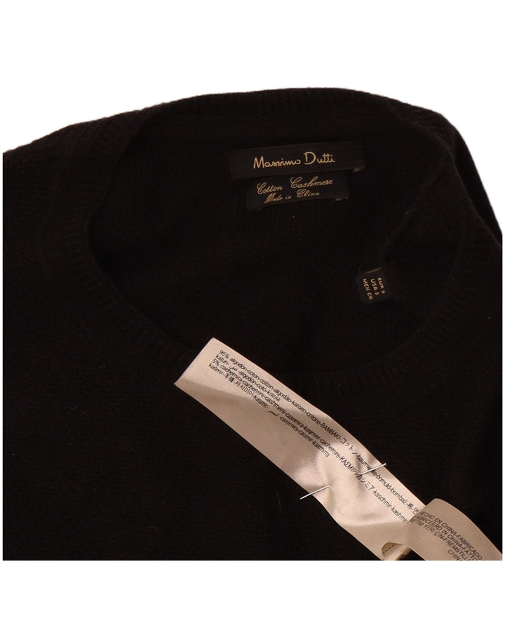 Massimo Dutti Mens Crew Neck Jumper Sweater Small Black Cotton
