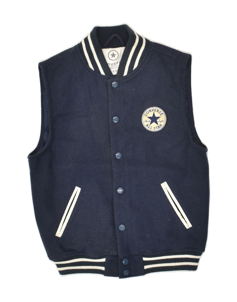 CONVERSE Boys Graphic Gilet 9-10 Years Navy Blue Wool | Vintage Converse | Thrift | Second-Hand Converse | Used Clothing | Messina Hembry 