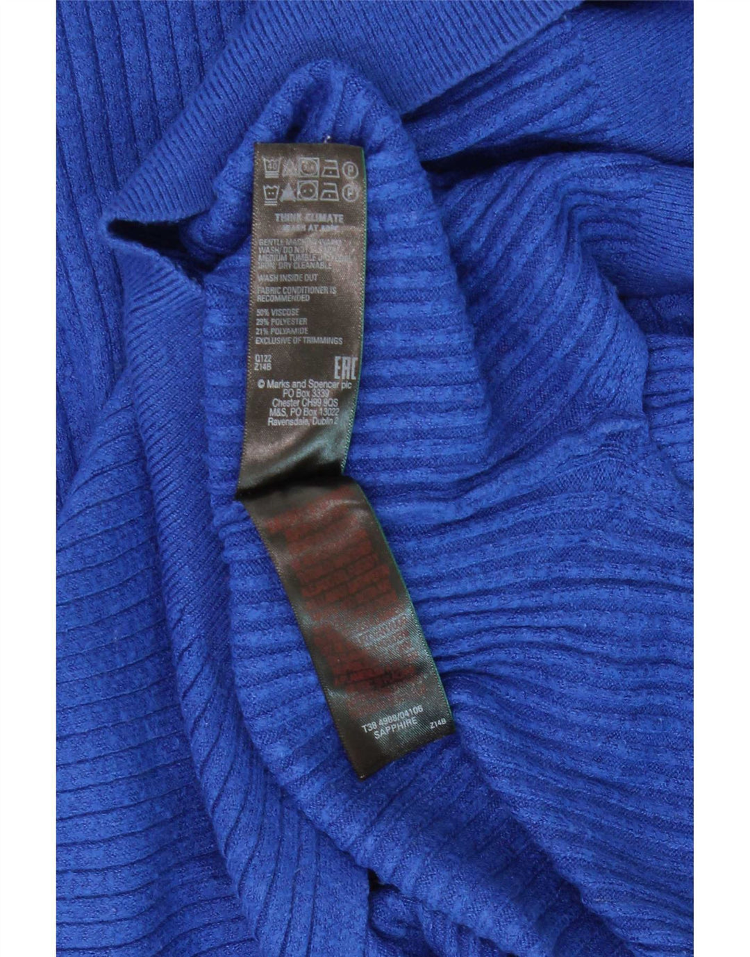 Marks & Spencer Womens Zip Neck Jumper Sweater UK 10 Small Blue Viscose