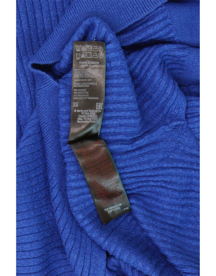 Marks & Spencer Womens Zip Neck Jumper Sweater UK 10 Small Blue Viscose