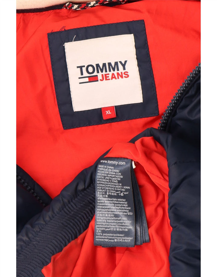 Tommy Hilfiger Mens Hooded Padded Jacket UK 42 XL Navy Blue Polyester