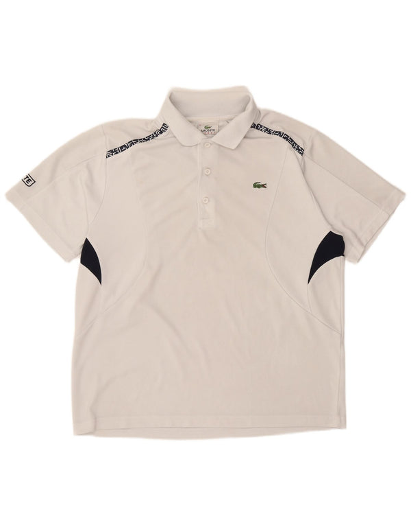Lacoste Mens Graphic Polo Shirt Size 5 Large White Colourblock