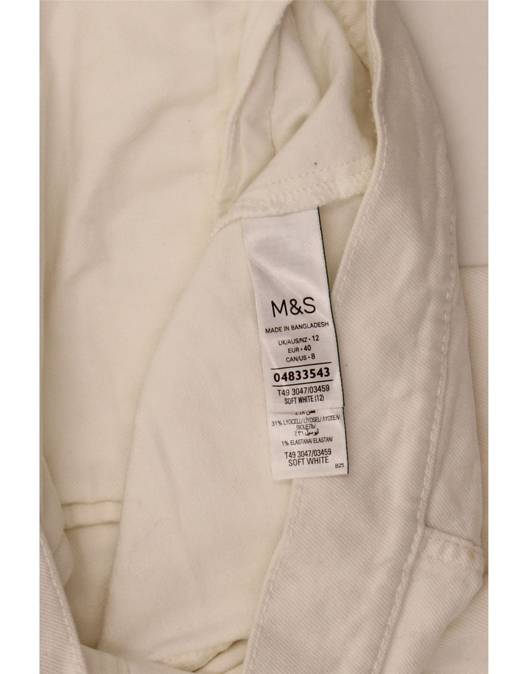 Marks & Spencer Womens Crop Denim Jacket UK 12 Medium White Cotton