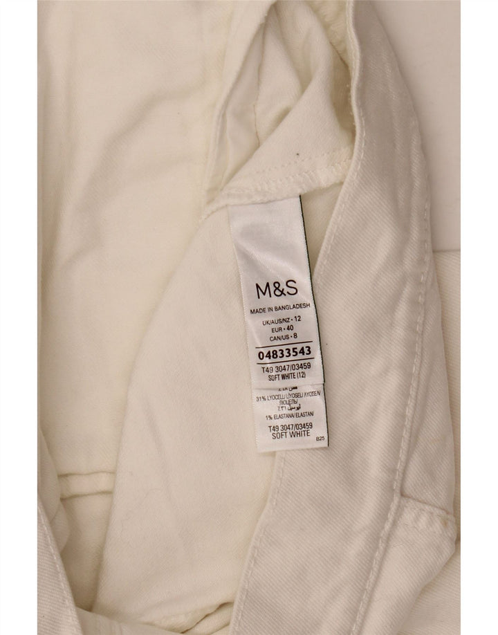 Marks & Spencer Womens Crop Denim Jacket UK 12 Medium White Cotton