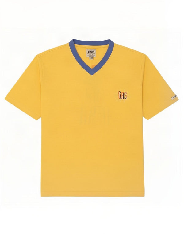 Gas Mens Graphic T-Shirt Top Large Yellow Cotton