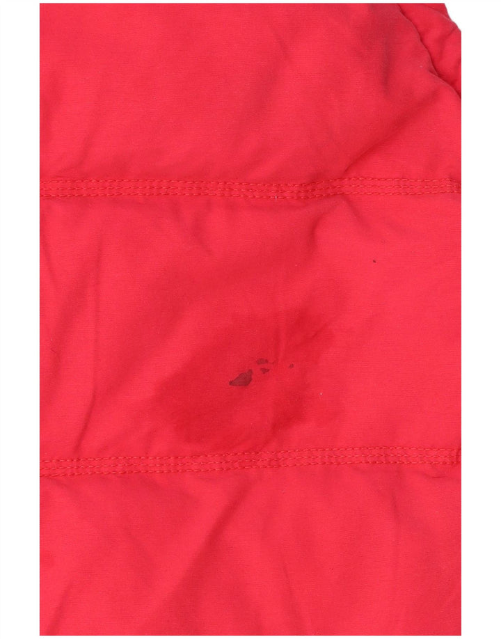 SUPERDRY Womens Hooded Padded Gilet UK 16 Large Pink Cotton