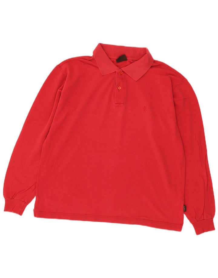 Rifle Mens Long Sleeve Polo Shirt Medium Red Cotton