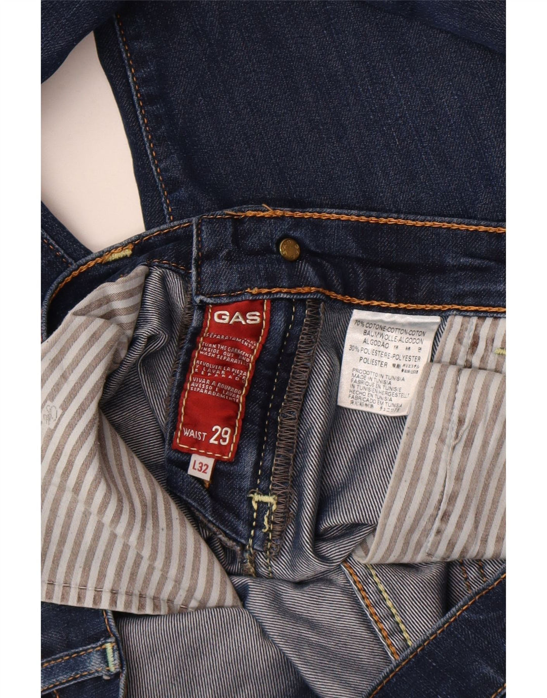 GAS Womens Crop Slim Jeans W29 L24 Blue Cotton
