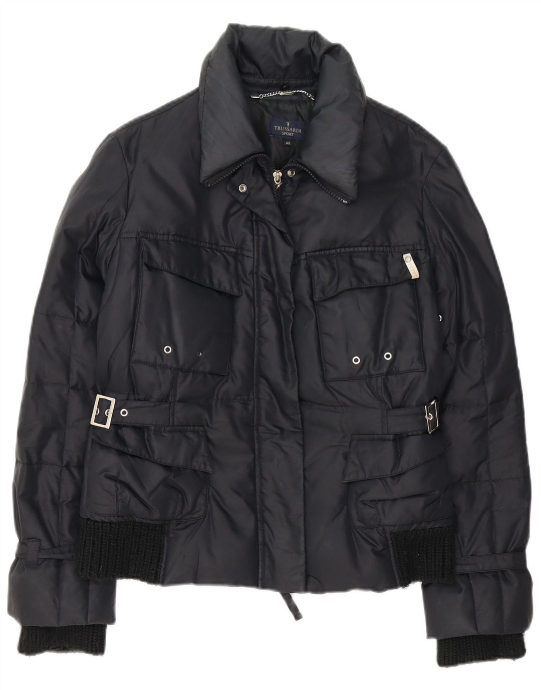 Trussardi Womens Padded Jacket IT 42 Medium Black Polyamide