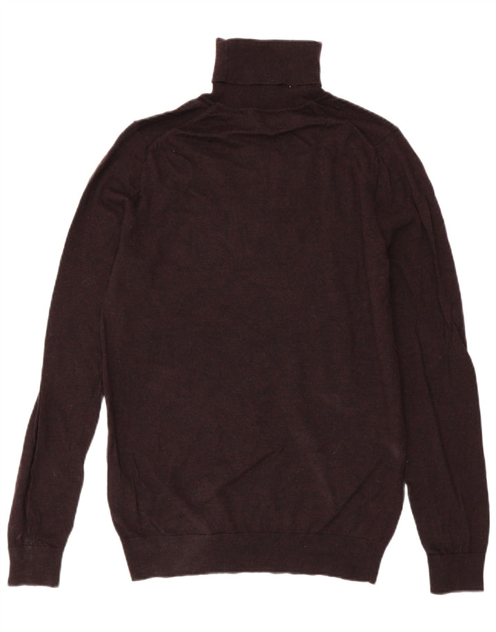 Reiss Mens Roll Neck Jumper Sweater Medium Burgundy Wool