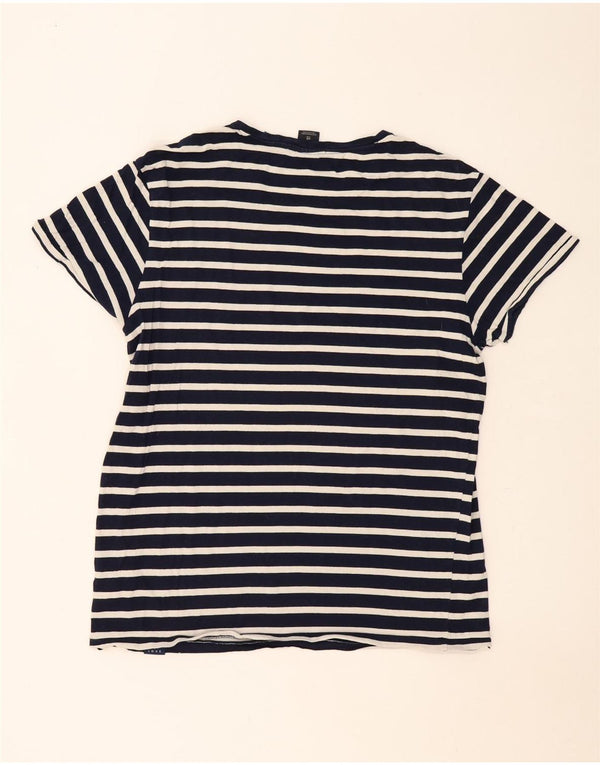 SCOTCH & SODA Womens T-Shirt Top UK 18 XL Navy Blue Striped Cotton