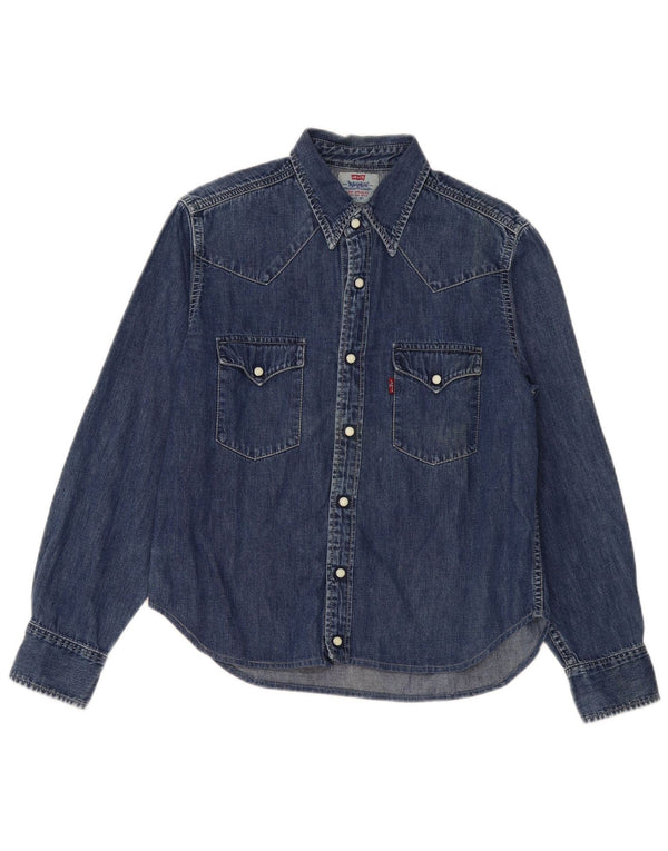 Levi's Boys Denim Shirt 15-16 Years Small Navy Blue Cotton