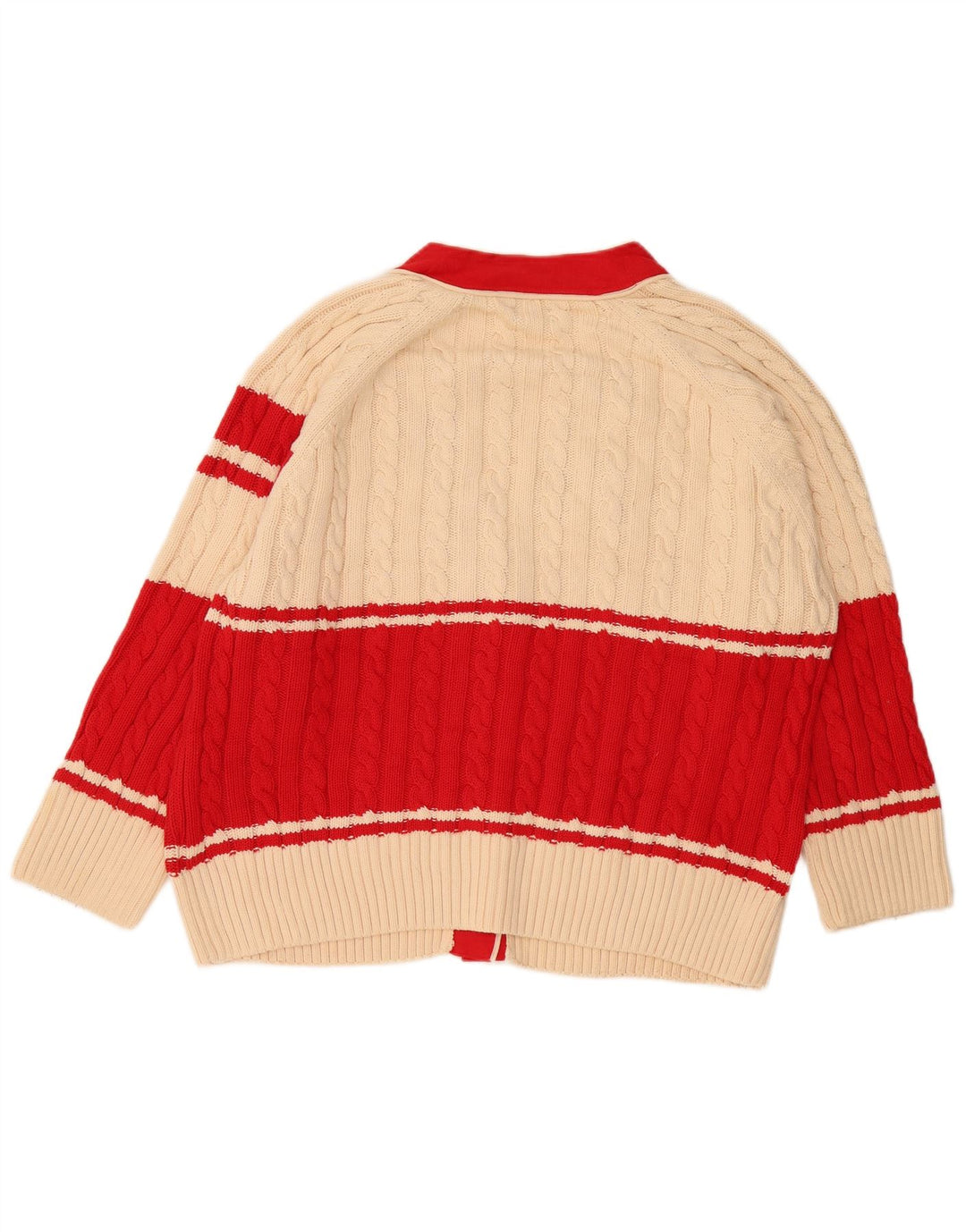 Gant Womens Graphic Cardigan Sweater UK 14 Medium Beige Colourblock