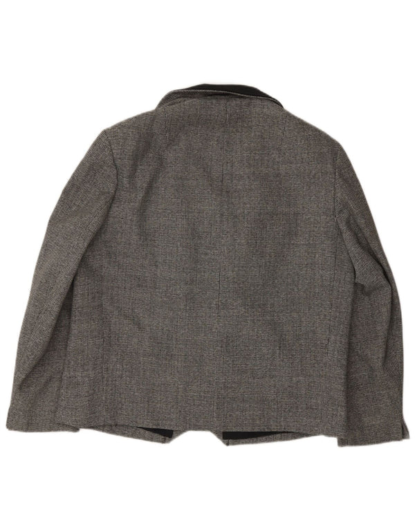 Erle ZF Womens Double Breasted Blazer Jacket UK 16 Large Grey Houndstooth