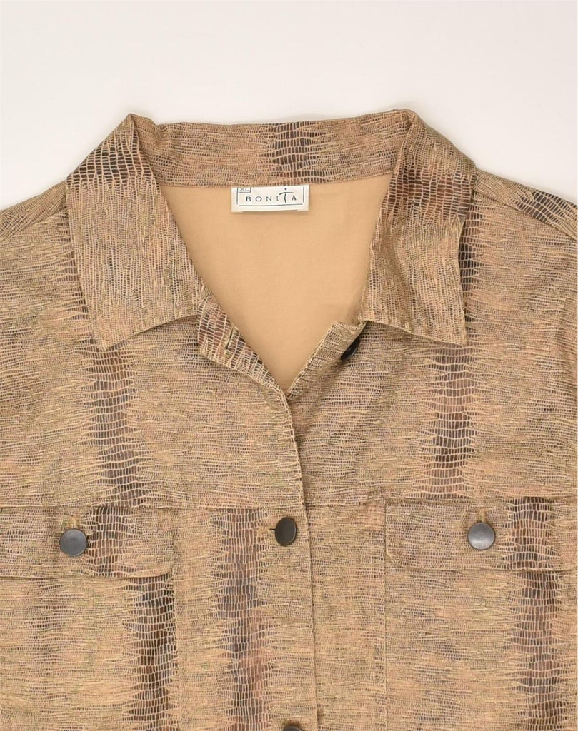 BONITA Womens Shirt UK 18 XL Beige Animal Print Cotton | Vintage Bonita | Thrift | Second-Hand Bonita | Used Clothing | Messina Hembry 