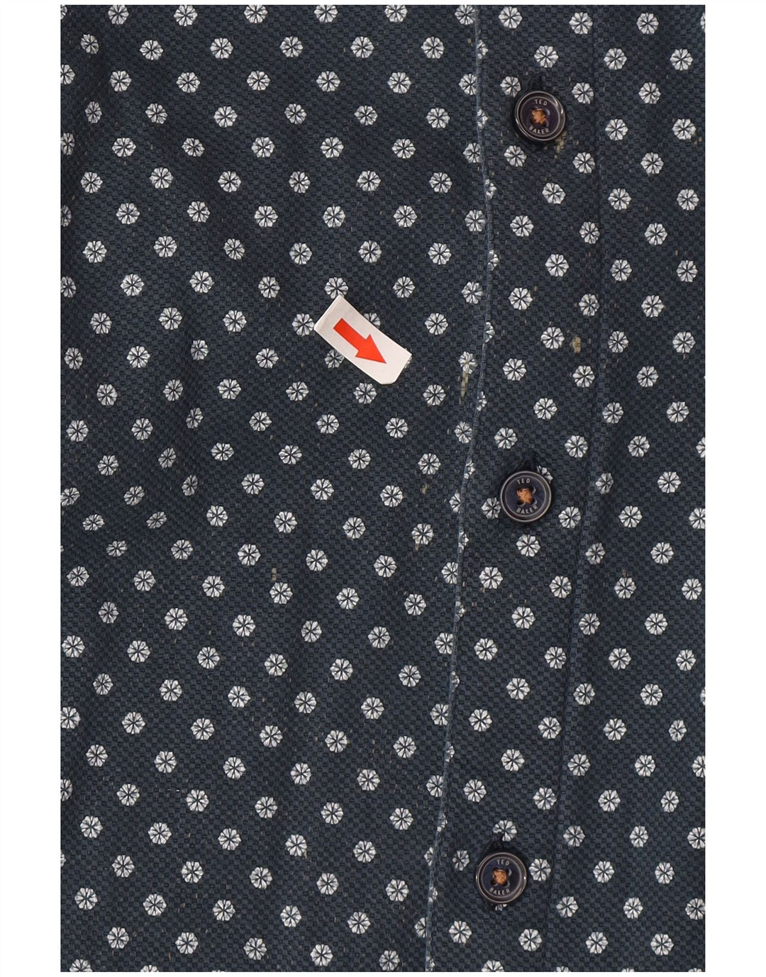 Ted Baker Mens Shirt Size 3 Medium Navy Blue Floral Cotton