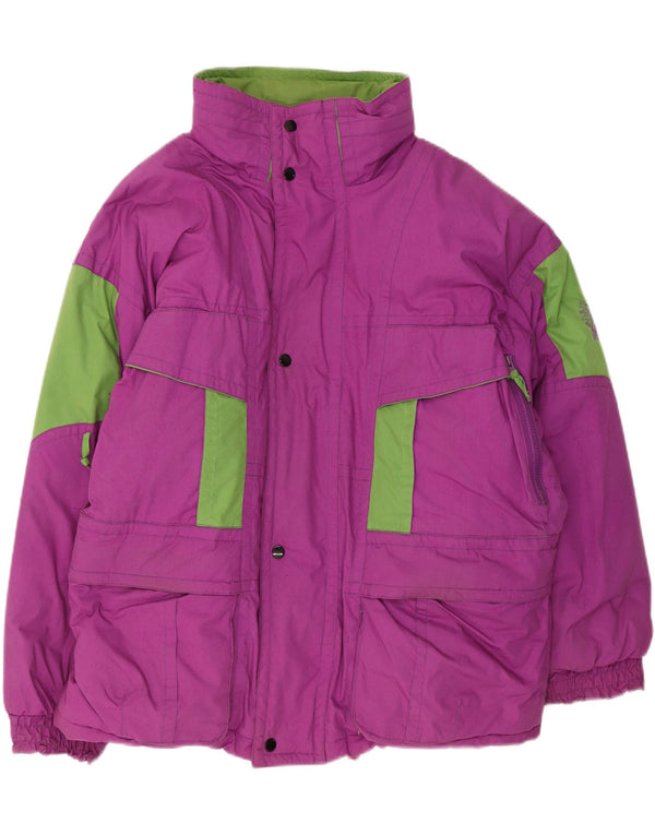 Brugi Mens Hooded Ski Jacket UK 40 Large Purple Colourblock Polyester
