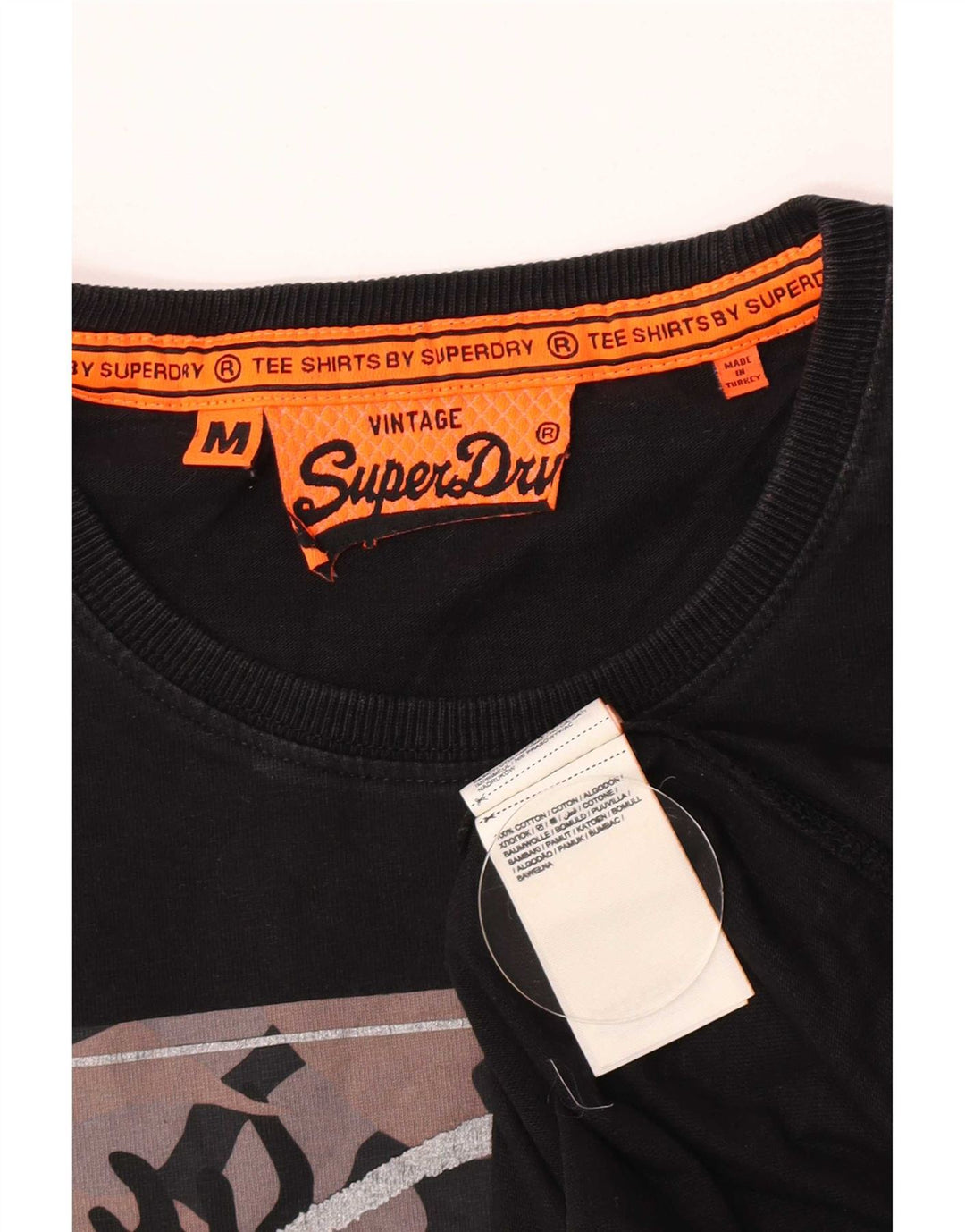 Superdry Mens Graphic T-Shirt Top Medium Black Cotton